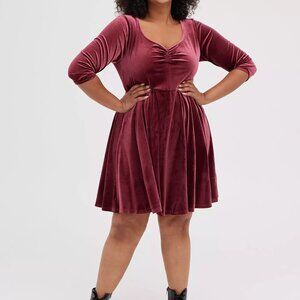 Torrid Skater Dress - Velvet Burgundy in Size 2 (18/20)